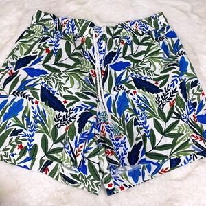 JOIE‎ Women's Floral Print Linen Blend Shorts Beaded Drawstring Size 10